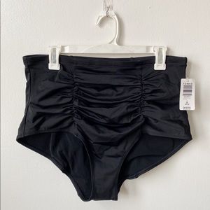 Torrid Black High Waisted Ruched Swim Bottoms